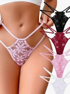 4-Pack Floral Lace G-String Thongs
